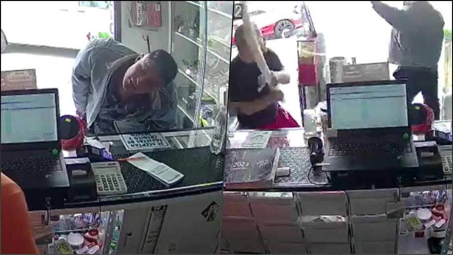 VIDEO: Presunto extorsionador es corrido a golpes de un negocio en Mineral de la Reforma