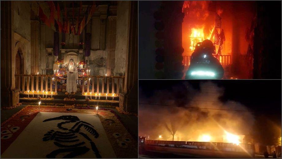 Arden instalaciones de la UAEH; un altar, el origen del incendio