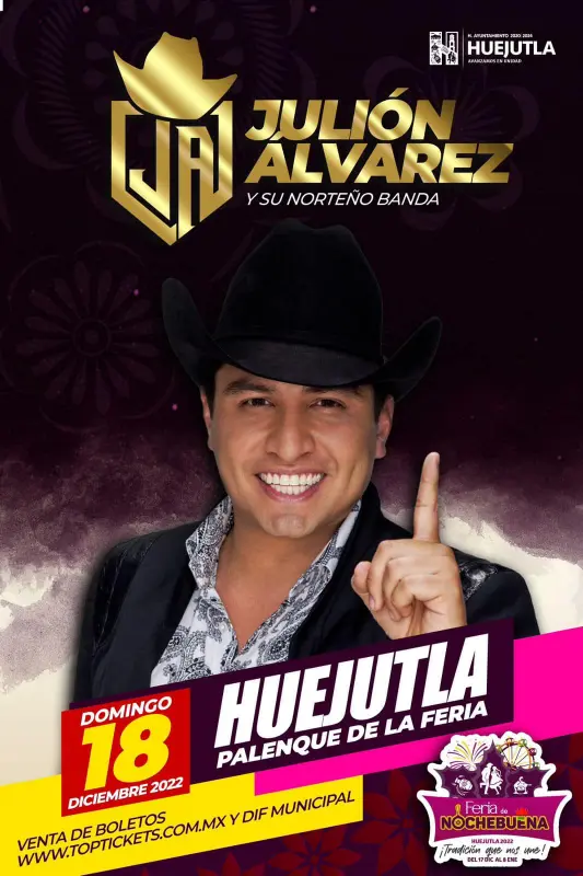 Julión Álvarez regresará a Hidalgo, se presentará en la Feria de la Nochebuena 4 Julión Álvarez regresará a Hidalgo, se presentará en la Feria de la Nochebuena