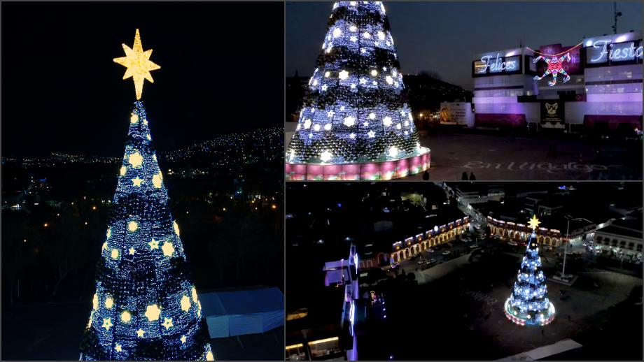 Ya encendieron el árbol de Navidad de Pachuca y así luce
