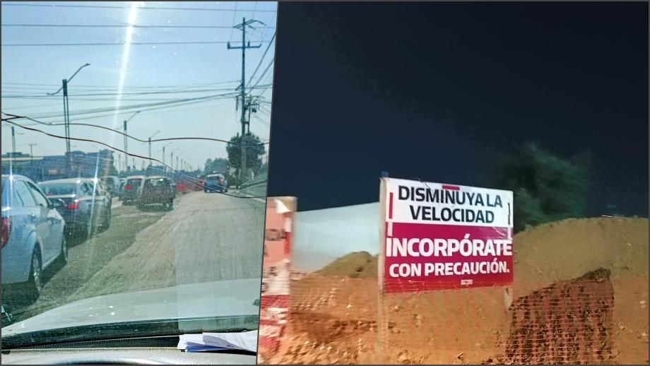 Cierre de carriles por obras provoca caos vial en Pachuca