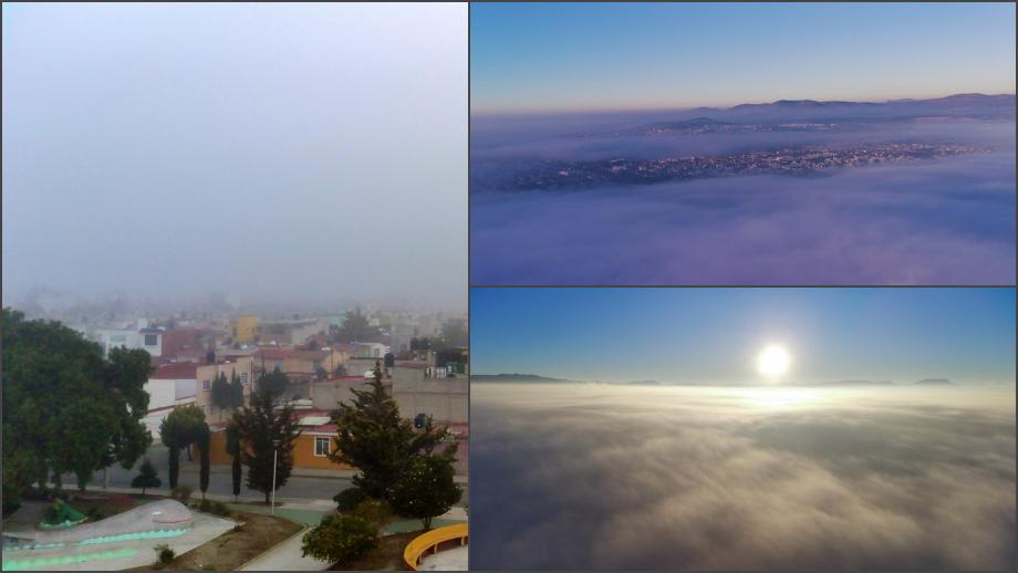 Amanece Pachuca bajo una espectacular capa de niebla