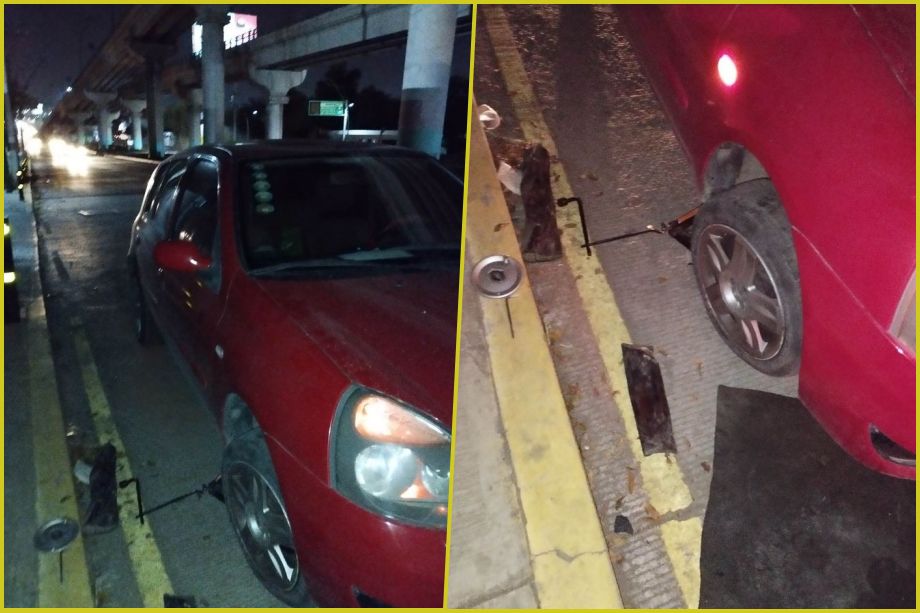 Reportan bache 'rompe llantas' en Pachuca; van al menos 12 vehículos dañados