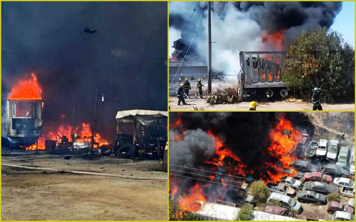 Se incendia lote de autos ubicado entre Pachuca y Mineral de la Reforma