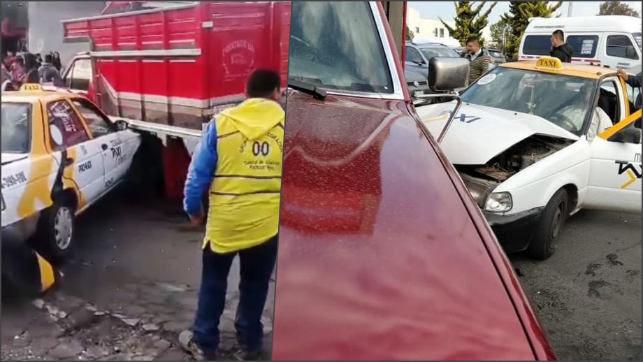 Choque múltiple frente a la Central de Abasto de Pachuca: taxi y tráiler, involucrados