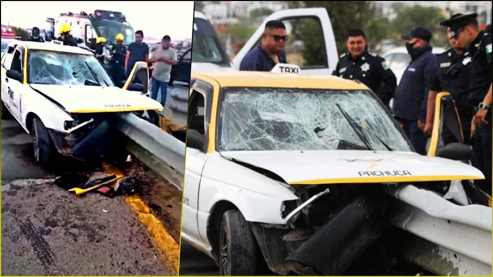 #Incrustado 😱 Así acabó un taxi en bulevar Las Torres, al sur de Pachuca
