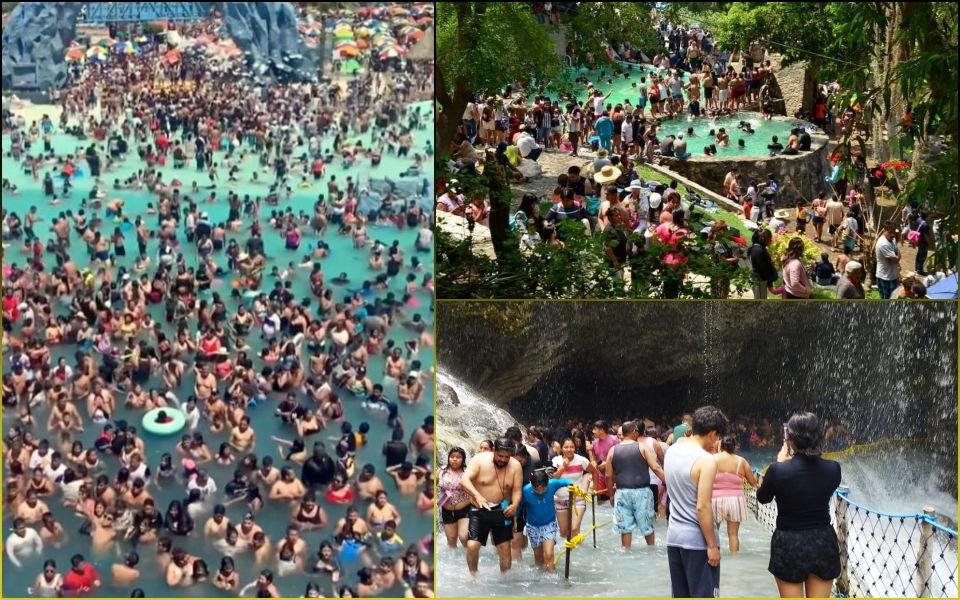 #Saturados 😱 Así lucen los balnearios de Hidalgo este fin de semana (fotos)