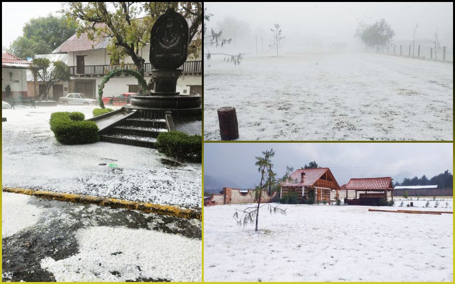 Intensa granizada dominguera tapiza de blanco a Huasca ☃️ (fotos y video)