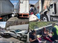 Fuerte choque múltiple en los límites de Hidalgo; al menos 10 vehículos involucrados