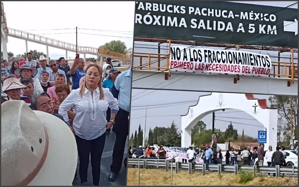 Manifestantes bloquean la México-Pachuca, a la altura de Zapotlán