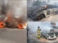 Así se incendió un "vocho" en la México-Pachuca (fotos y video)