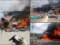 Percance vial en la Pachuca-Sahagún termina en incendio