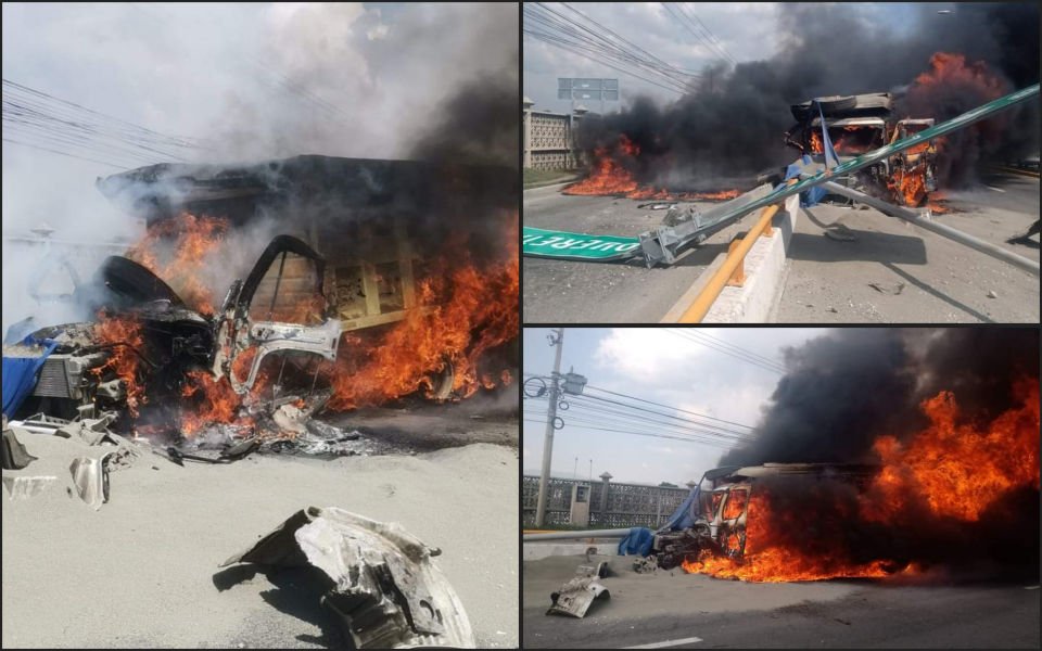 Percance vial en la Pachuca-Sahagún termina en incendio
