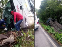 Autobús con pasajeros que se dirigía a Pachuca se sale del camino en la sierra de Hidalgo