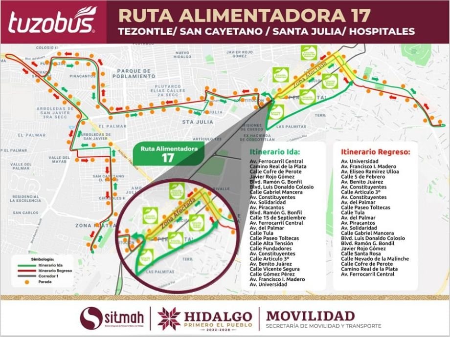 Habrá cierre de calles y recortes operativos del Tuzobús por carrera atlética este domingo en Pachuca
