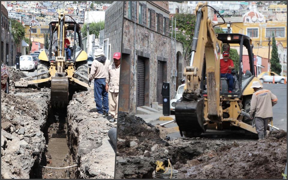 Intervienen céntrica calle de Pachuca para cambiar tubería
