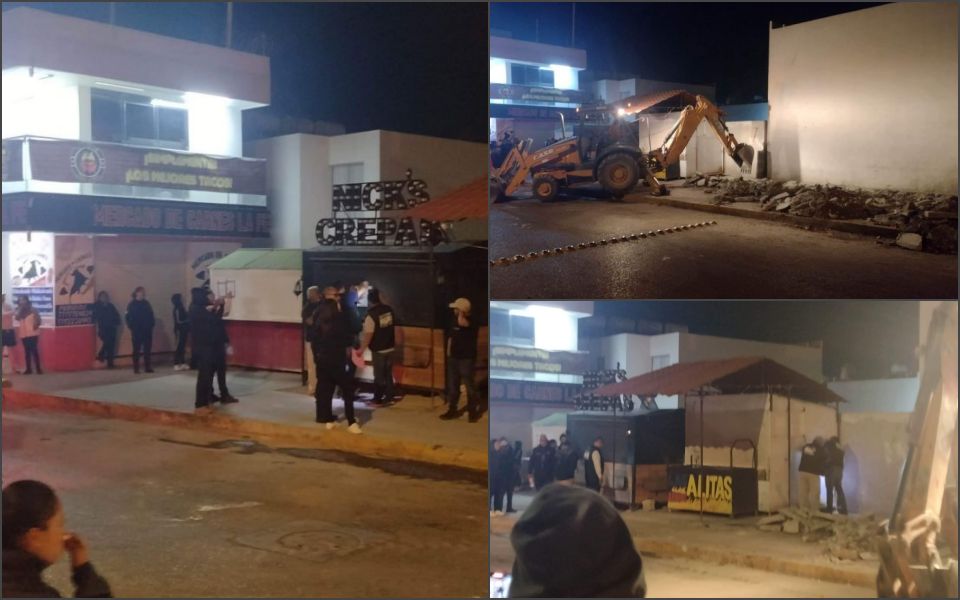 Con maquinaria y de forma sorpresiva, retiran comercio informal en Mineral de la Reforma