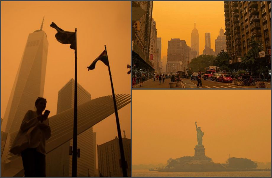 #Galería: Como película apocalíptica, el cielo de Nueva York se tiñe de naranja