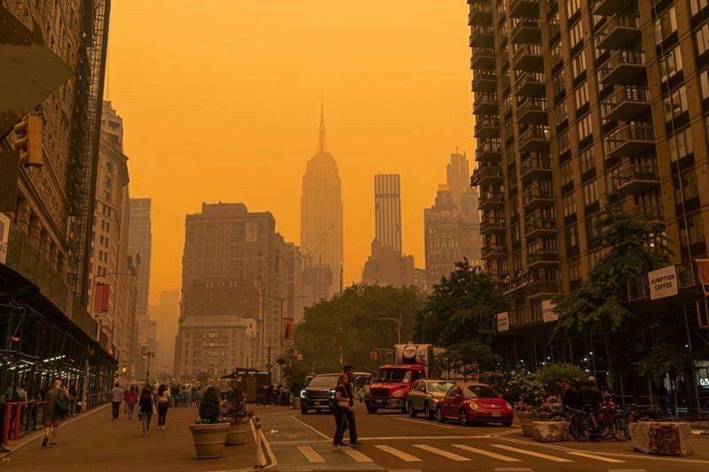 #Galería: Como película apocalíptica, el cielo de Nueva York se tiñe de naranja 7 #Galería: Como película apocalíptica, el cielo de Nueva York se tiñe de naranja