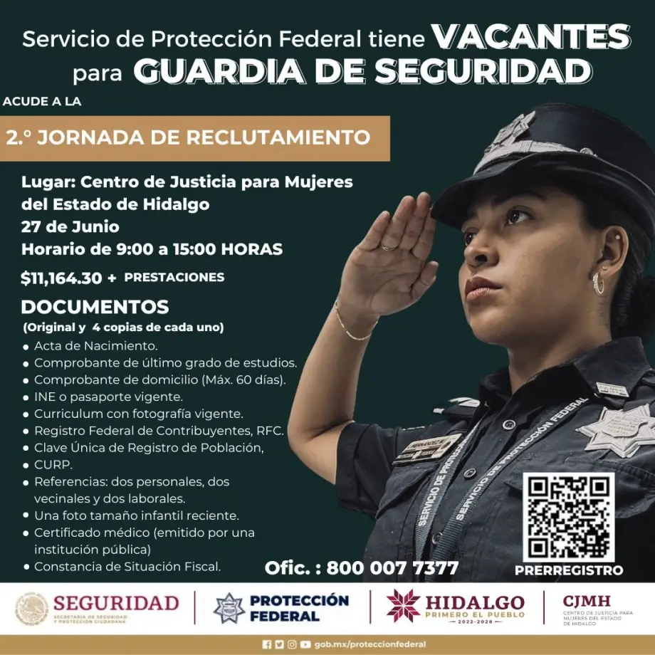 Buscan talento femenino en Pachuca para Protección Federal: sueldo de más de $11,000