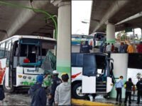 #Accidente 😮 Se estrella autobús con pasajeros contra puente en bulevar Colosio de Pachuca