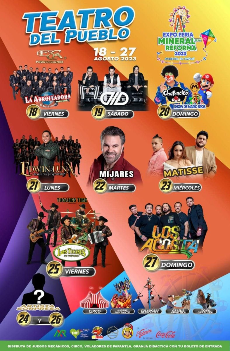 Presentan detalles y cartel oficial del Teatro del Pueblo de la Expo Feria Mineral de la Reforma 2023