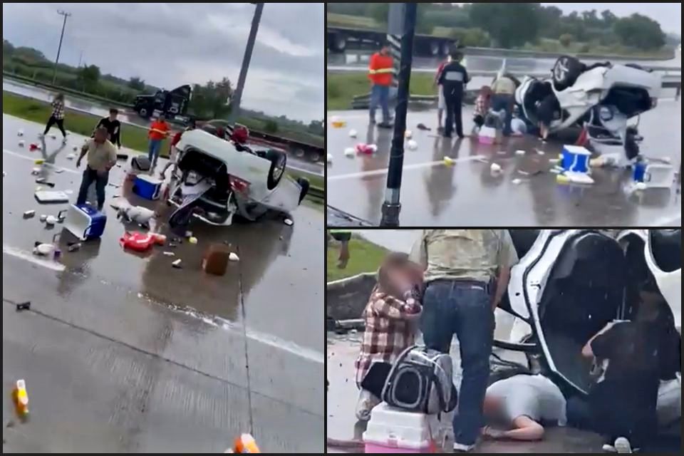 #Video: Vuelca auto en fuerte accidente ocurrido en Arco Norte, tramo Atitalaquia