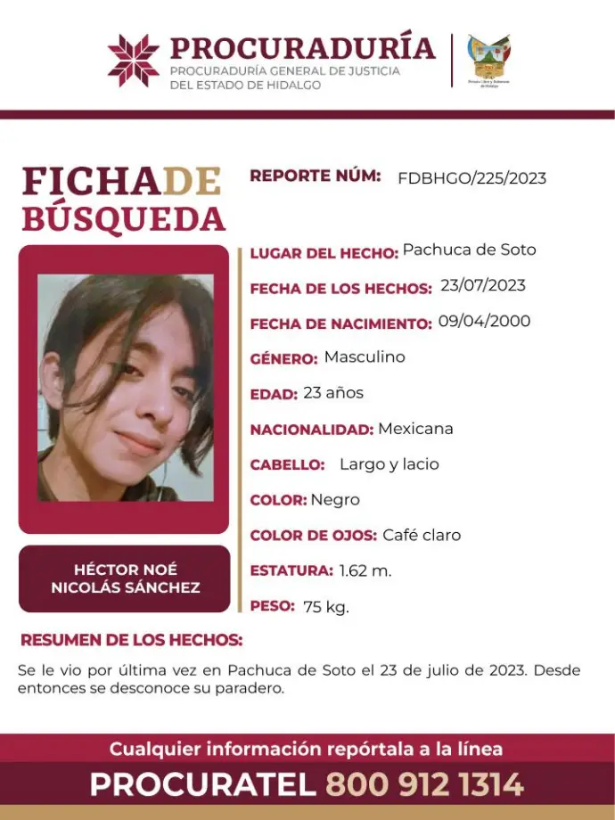 #AlertaDeBúsqueda ⚠️ Héctor Noé desapareció en Pachuca; piden ayuda para encontrarlo