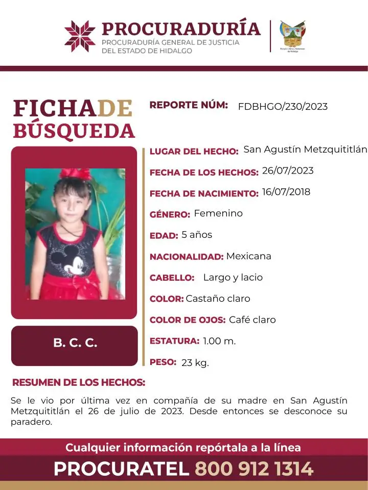 #AlertaDeBúsqueda ⚠️ Piden ayuda para encontrar a joven madre y su hija, desaparecidas en Hidalgo