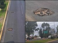 ¡Cuidado! ⚠️ Reportan baches rompellantas en bulevar Felipe Ángeles de Pachuca