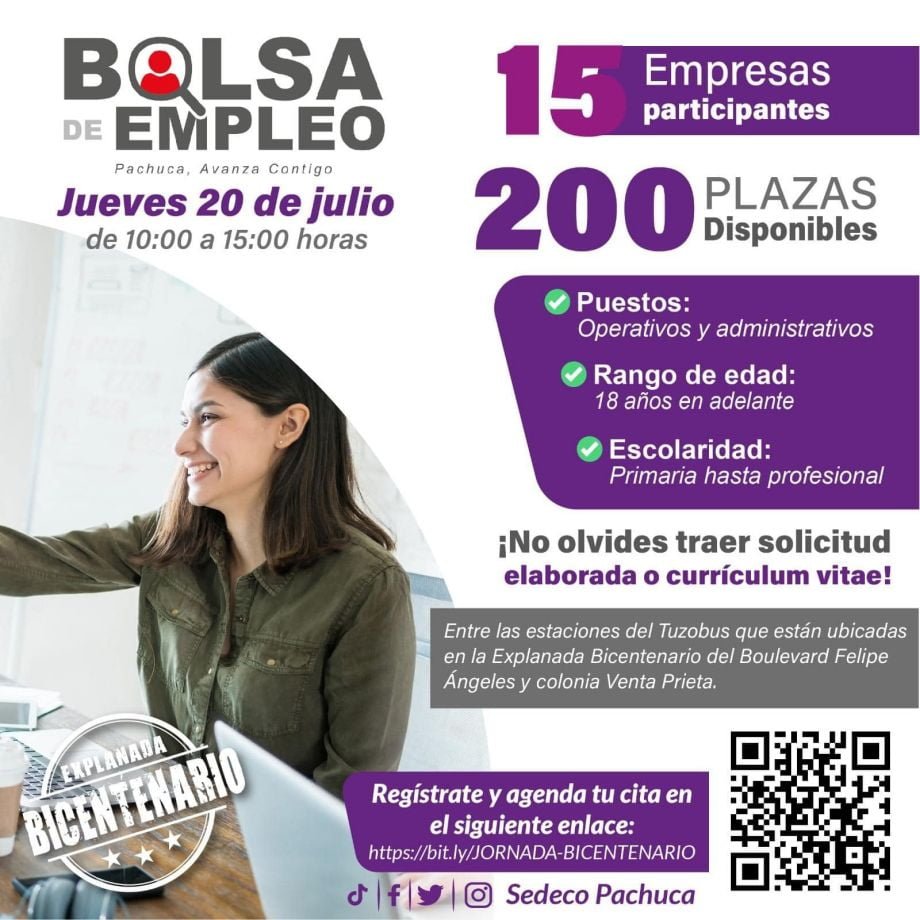 ¿Buscas empleo? 15 empresas ofertarán 200 plazas operativas y administrativas en Pachuca