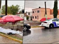 #Fatal 😨 Mujer se desvanece y fallece bajo la lluvia en plena calle de Pachuca