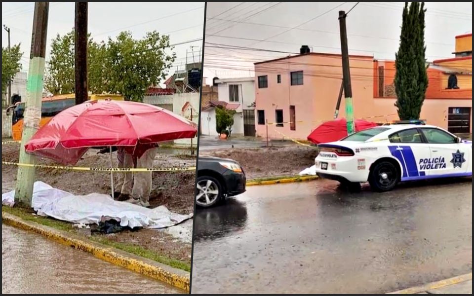 #Fatal 😨 Mujer se desvanece y fallece bajo la lluvia en plena calle de Pachuca