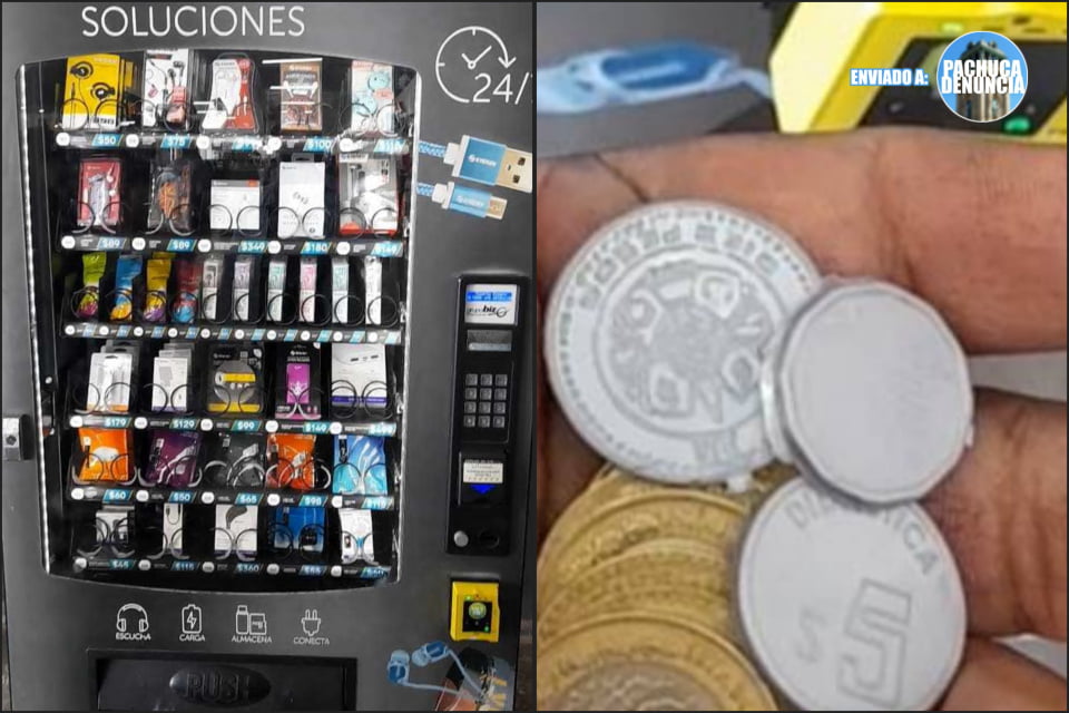 Recibe monedas de plástico de cambio al comprar en máquina expendedora; ocurrió en Pachuca