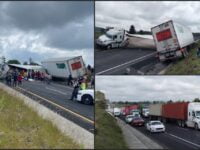 Se accidenta tráiler en el Arco Norte y la rapiña se hace presente