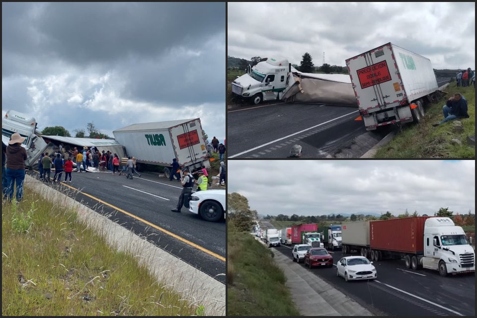 Se accidenta tráiler en el Arco Norte y la rapiña se hace presente