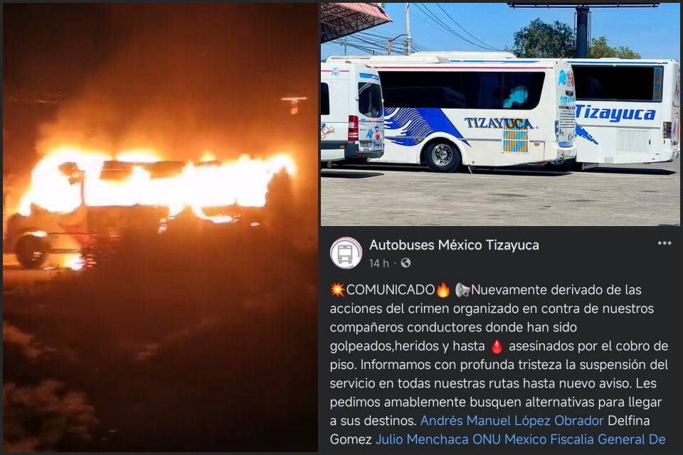 Transporte público suspende servicio en Tizayuca por agresiones y extorsiones