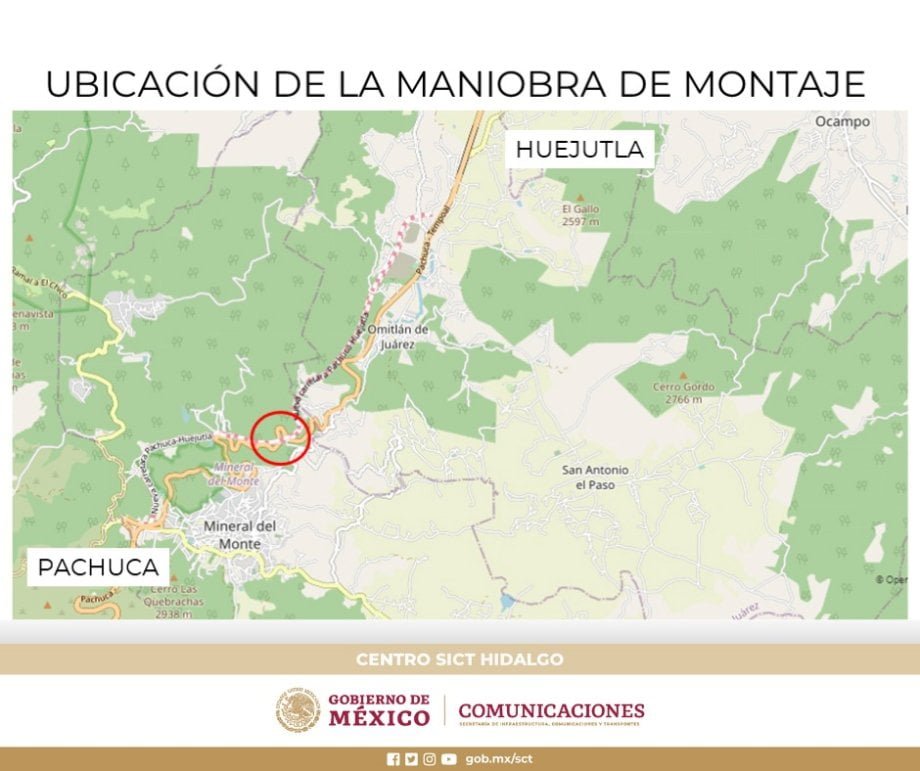 Habrá cierres totales temporales en la Pachuca-Huejutla, entre Real del Monte y Omitlán