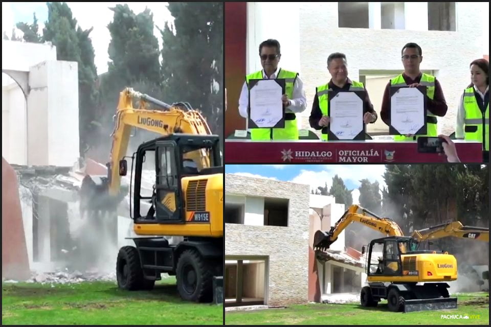 Derriban la 'Casa de Gobierno' en Pachuca; se convertirá en espacio de atención a sectores vulnerables