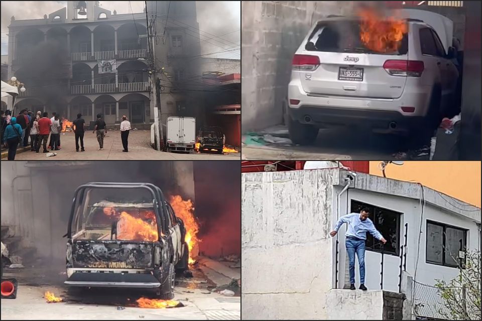 #Caos 🔥 Incendiaria protesta en Zacualtipán por abuso policial; el alcalde tuvo que salir huyendo