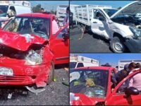 Fuerte choque en la carretera Pachuca-Sahagún deja tres personas lesionadas