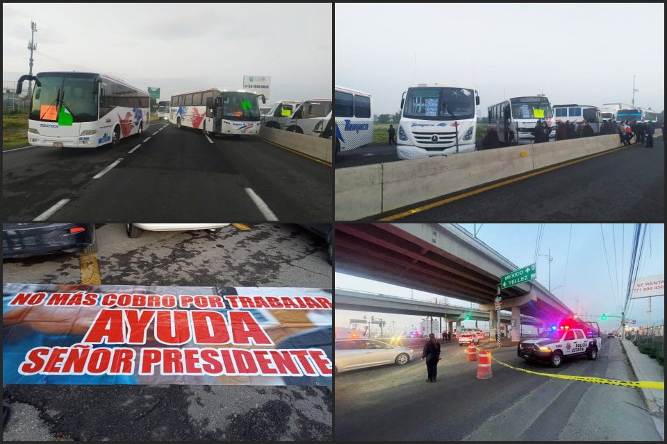 ¡Paralizada! Transportistas de Tizayuca realizan megabloqueo en la México-Pachuca