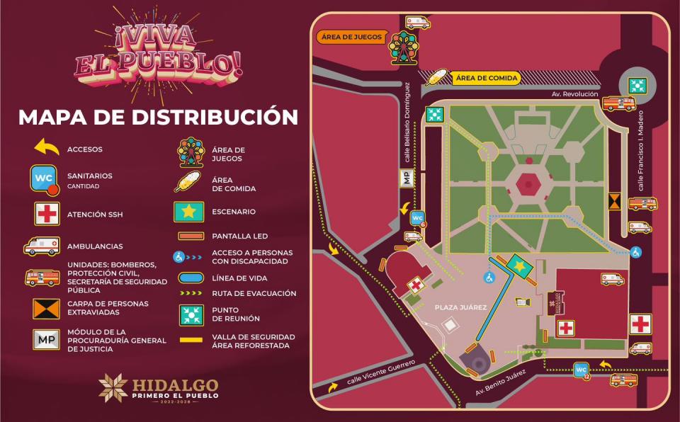 ¿Asistirás al Grito del 15 de septiembre en plaza Juárez? Checa el mapa de distribución del evento