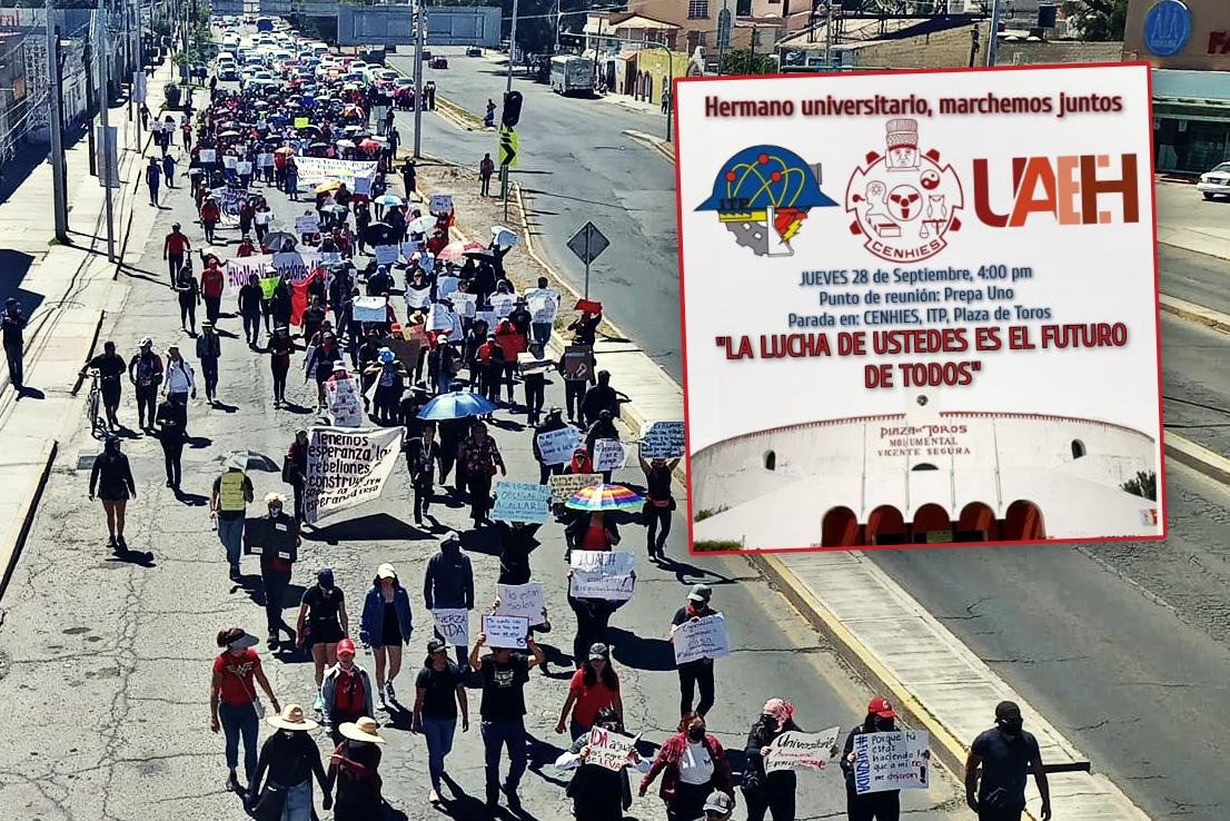 #Unidos ✊ Estudiantes de UAEH, ITP y CENHIES convocan a megamarcha en Pachuca