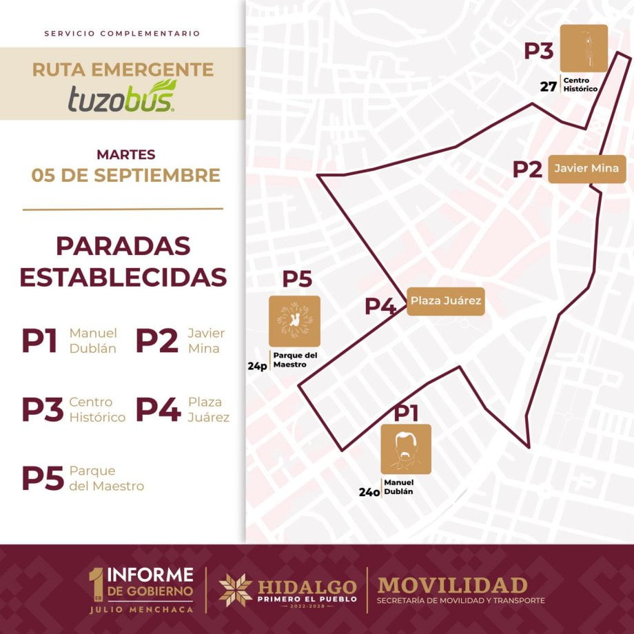Operativo vial en Pachuca por el 1er Informe de gobierno de Julio Menchaca