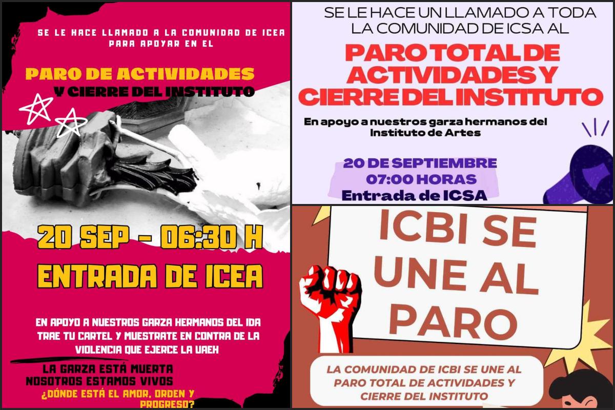 Convocan a PARO TOTAL en institutos de la UAEH en apoyo a estudiantes del IDA