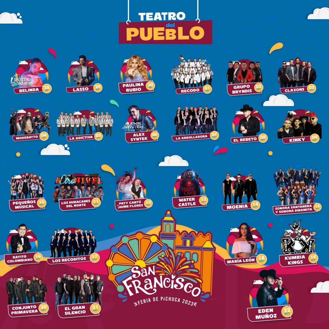 ¡Oficial! Estos artistas se presentarán en el Teatro del Pueblo de la Feria de Pachuca 2023