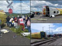 Tragedia en el sur de Hidalgo: tren arrastra a autobús lleno de estudiantes; hay 3 fallecidos y varios lesionados