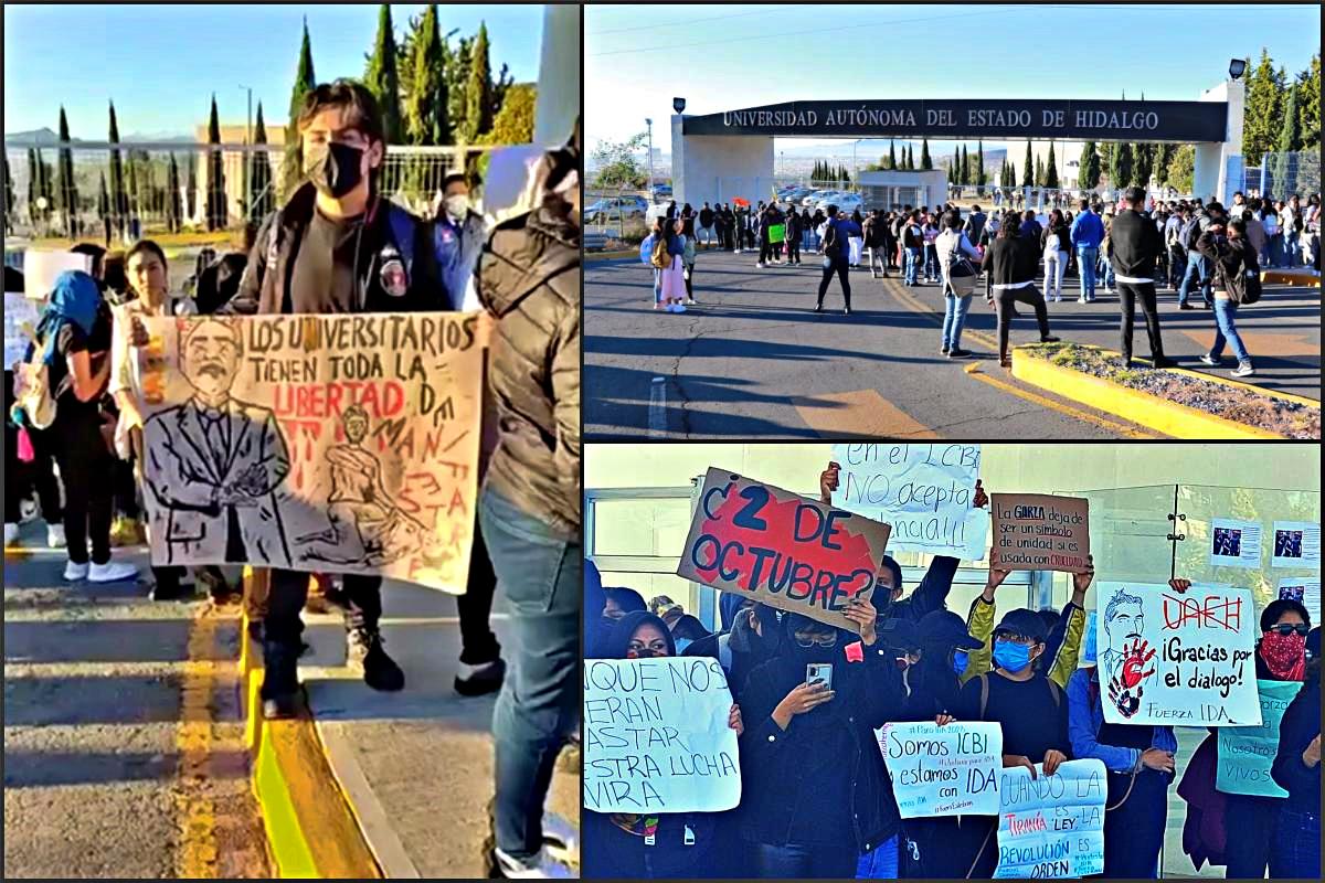 Comunidad estudiantil en Pachuca se une en protesta contra la represión de la UAEH; hay paro de actividades
