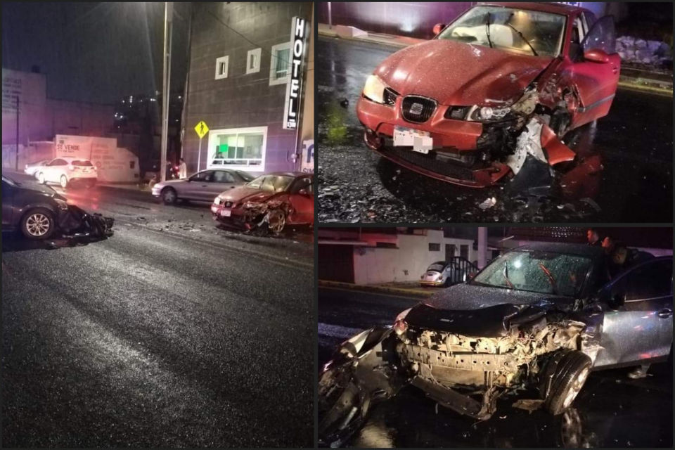 ¡#Encontronazo! 😮 Así quedaron dos vehículos tras impactar en viaducto de Pachuca